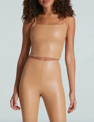 Commando Faux Leather Cami Crop Top In Camel In Brown