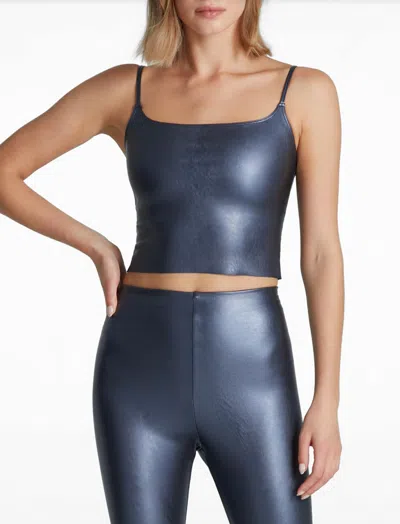 Commando Faux Leather Cami Crop Top In Galaxy In Black