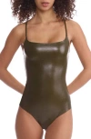 Commando Faux Leather Camisole Bodysuit In Cadet