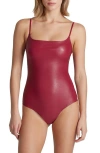 Commando Faux-leather Spaghetti-strap Bodysuit In Raspberry