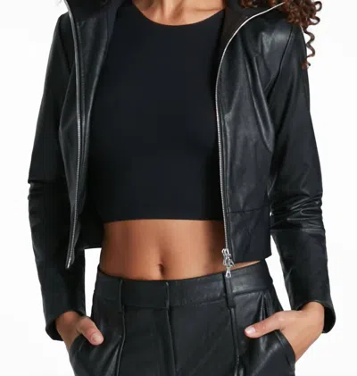 Commando Faux Leather Crop Biker Jacket In Black