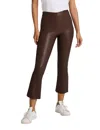Commando Faux Leather Crop Flare Legging In Chocolate In Gold