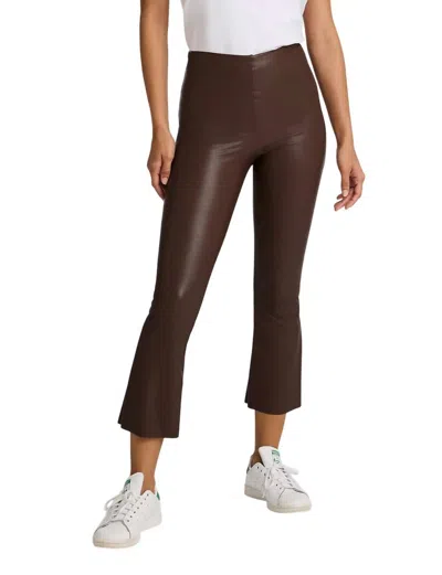 Commando Faux Leather Crop Flare Legging In Chocolate In Gold