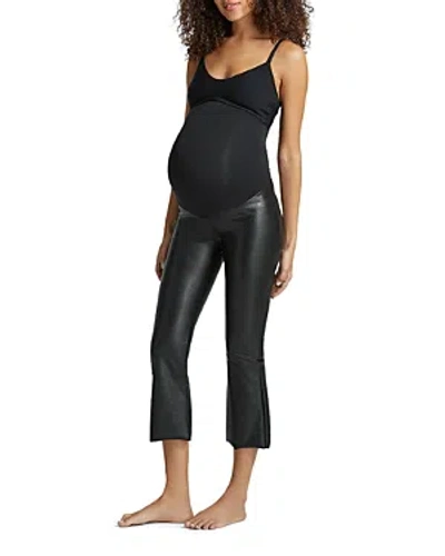 Commando Faux Leather Crop Flare Maternity Trousers In Black