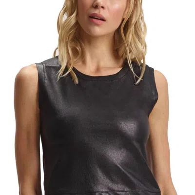 Commando Faux Leather Crop Muscle Tank In Black