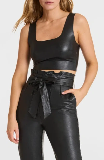 Commando Faux Leather Crop Top In Black