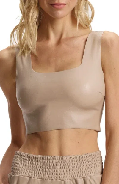 Commando Faux Leather Crop Top In Nude