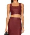 Commando Faux Leather Crop Top In Garnet