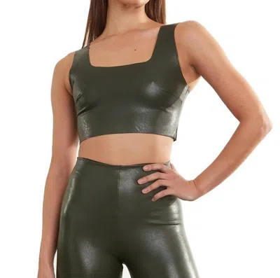 Commando Faux Leather Crop Top In Pine In Silver
