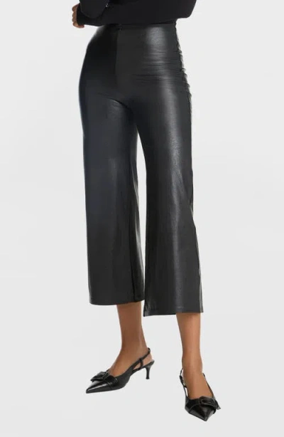 Commando Cropped Flared High-rise Faux-leather Trousers In Black