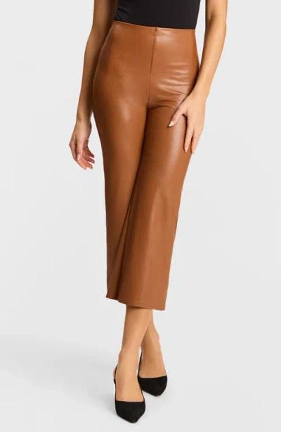 Commando Faux Leather Crop Wide Leg Pants In Brown