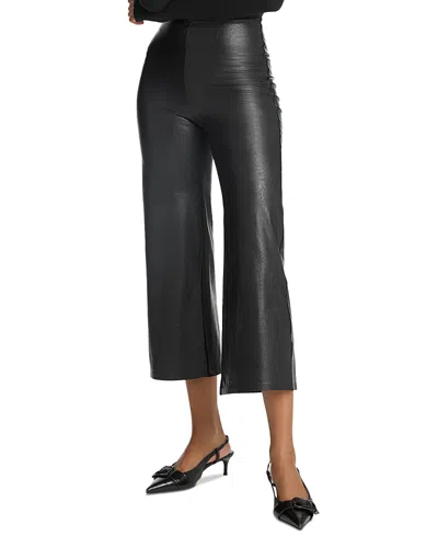 Commando Cropped Flared High-rise Faux-leather Trousers In Black
