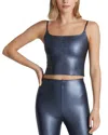 Commando Coated Stretch Faux Leather Cami Crop Top In Galaxy
