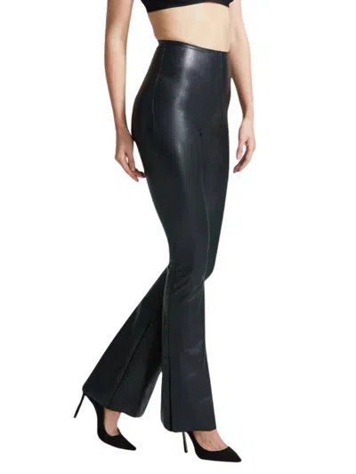 COMMANDO FAUX LEATHER FLARED LEGGING IN BLACK