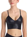 Commando Faux Leather Long Line Bralette In Black In Black