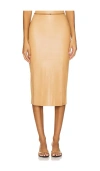 Commando Faux Leather Midi Skirt In Beige