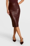 Commando Faux Leather Midi Skirt In Burgundy