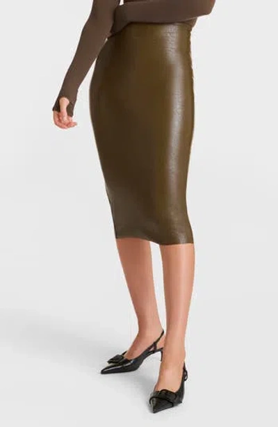 Commando Faux Leather Midi Skirt In Brown