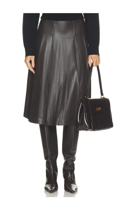 Commando Faux Leather Pleated Midi Skirt In Brown