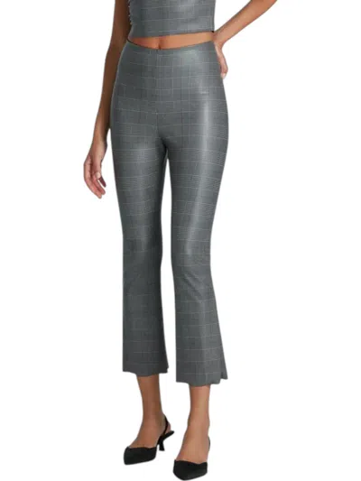 Commando Faux Leather Print Flare Pants In Glen Plaid In Multi