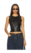 Commando Faux Leather Shell Top In Black
