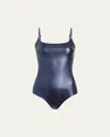 Commando Faux-leather Spaghetti-strap Bodysuit In Galaxy