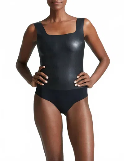 Commando Faux Leather Square Neck Bodysuit In Black