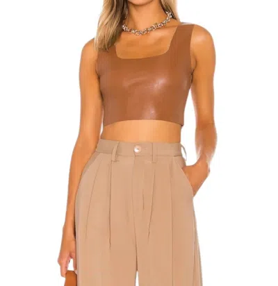 Commando Faux Leather Square Neck Crop In Cocoa In Brown