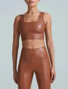 Commando Faux Leather Square Neck Crop In Cocoa In Brown