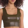 Commando Faux Leather Square Neck Crop Top In Green - Part Of A Set In Blue
