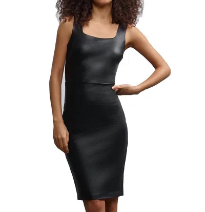 Commando Faux Leather Square Neck Dress In Black