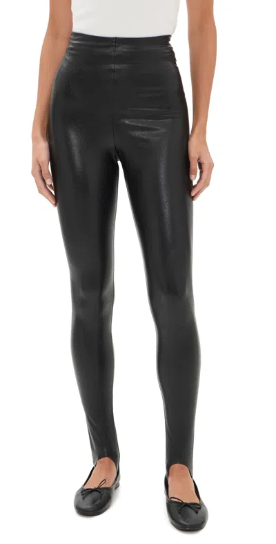 Commando Faux Leather Stirrup Leggings Black