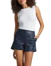 Commando Faux Leather Tailored Short In Navy In Blue