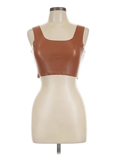 Pre-owned Commando Faux Leather Top Brown Strapless Neckline Tops