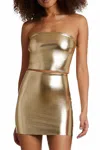 Commando Metallic Faux Leather Crop Tube Top In Yellow