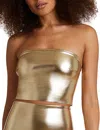 Commando Metallic Faux Leather Crop Tube Top In Yellow