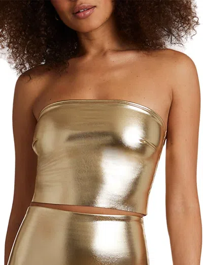 Commando Faux Leather Tube Top In Gold Leaf In Yellow