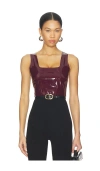 Commando Faux Patent Leather Crop Top In Burgundy