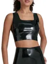 Commando Faux Patent Leather Crop Top In Black
