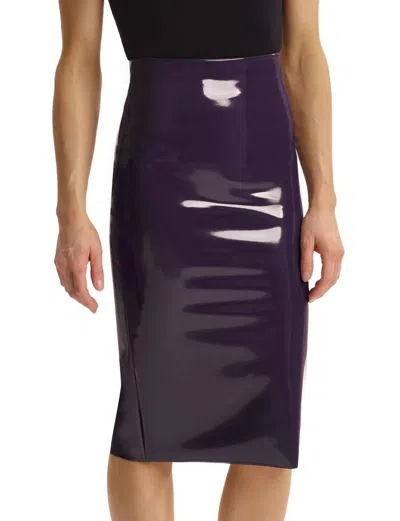 Commando Faux Patent Leather Midi Skirt In Aubergine In Purple