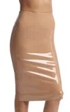 Commando Faux Patent Leather Midi Skirt In Cocoa In Brown