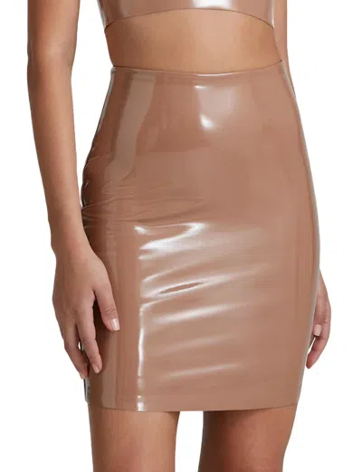 Commando Faux Patent Leather Mini Skirt In Cocoa In Brown