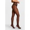 Commando Houndstooth Sheer Tights In Brown