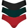 Commando Invisible Rib One Size Assorted 3-pack Thongs In Multi