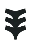 Commando Invisible Rib Thong 3-pack In Black