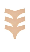 Commando Invisible Rib Thong 3-pack In Nude
