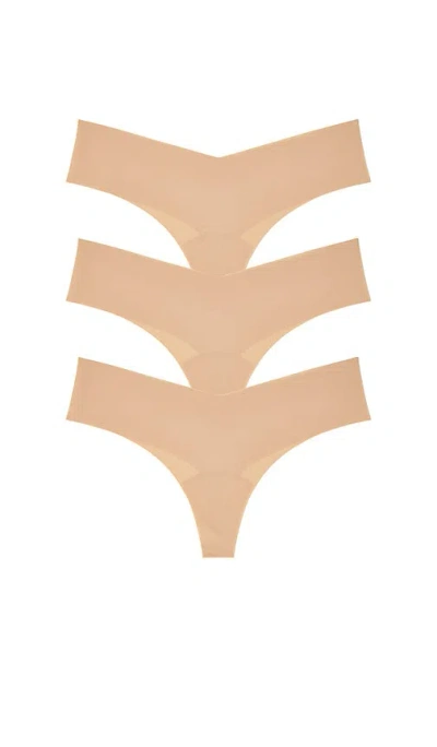 Commando Invisible Rib Thong 3-pack In Nude