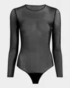 Commando Chic Long Sleeve Mesh Bodysuit In Black