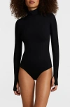 Commando Classic Turtleneck Microfiber Thong Bodysuit In Black