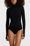 Commando Classic Turtleneck Microfiber Thong Bodysuit In Black